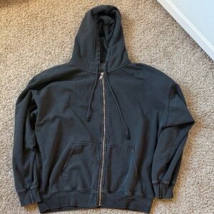 Brandy Melville Black Zip-Up Hoodie